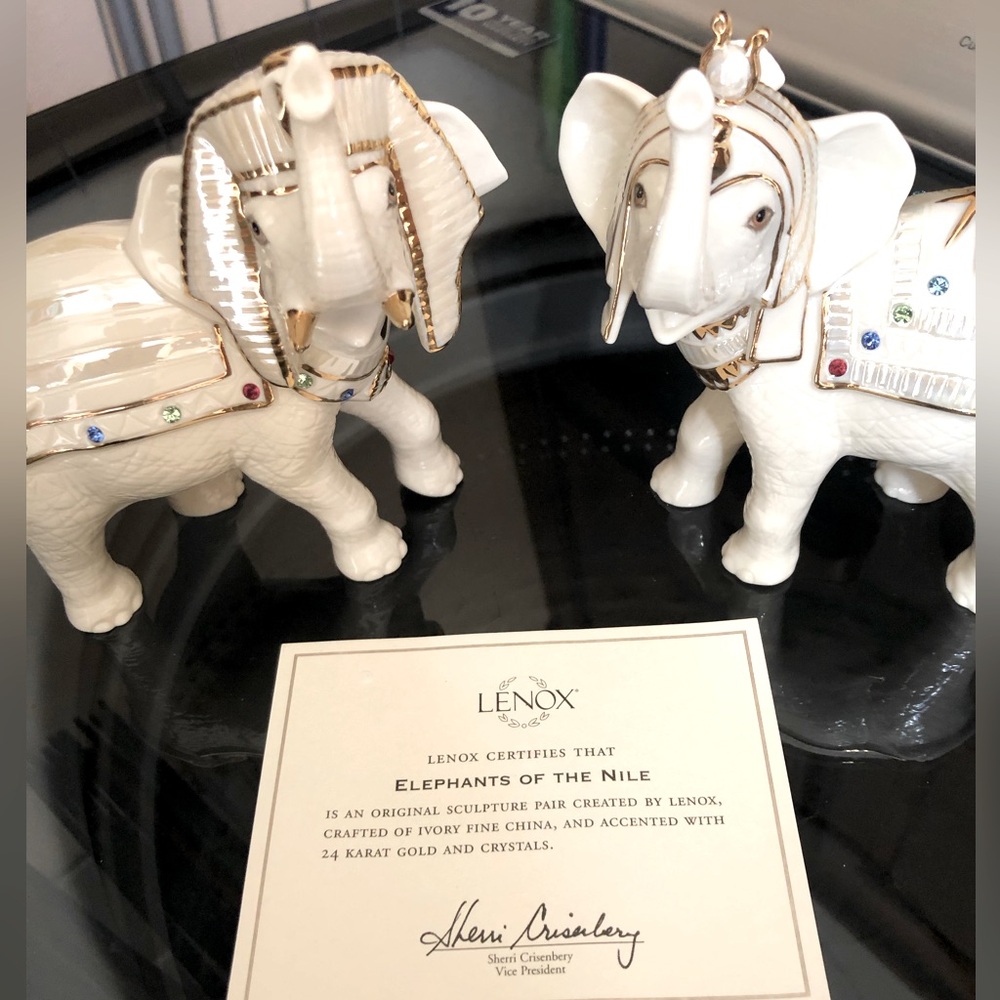 Lenox Elephants of the Nile - vintage, rare pair, new in box